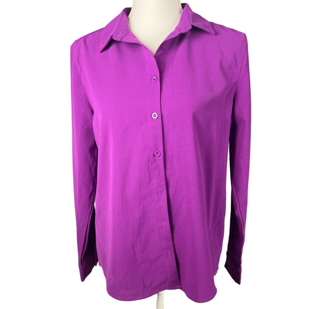 Women's Purple Long Sleeve Button Down Shirt Size M